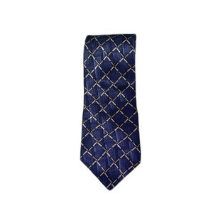 Bill Blass Silk Tie Blue Geometric Pattern Made in Mexico